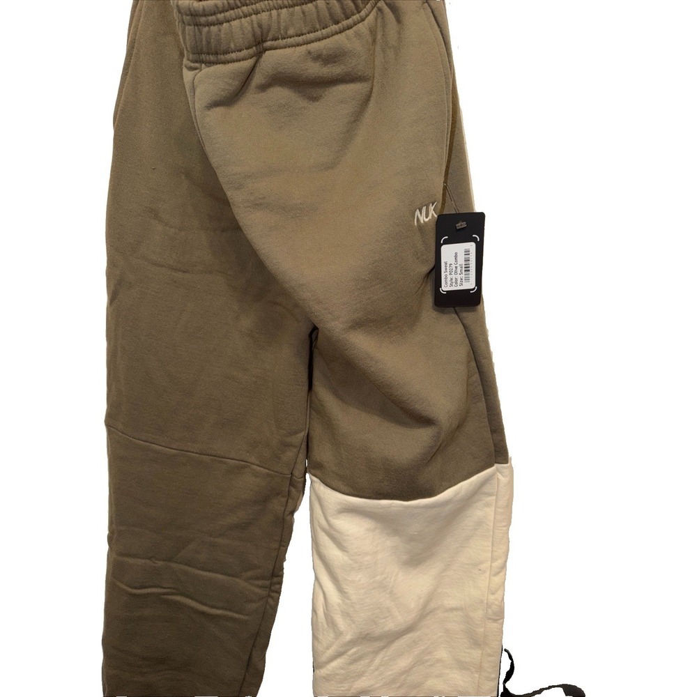 Nux Olive Green And Cream Colorblock Joggers nwt